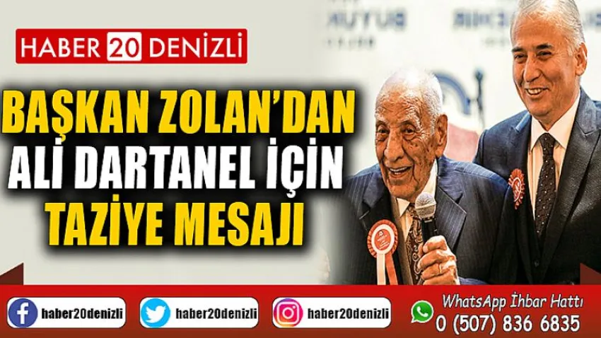 Başkan Zolan’dan Ali Dartanel için taziye mesajı