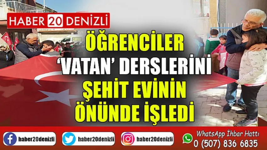 Öğrenciler ‘vatan’ derslerini şehit evinin önünde işledi