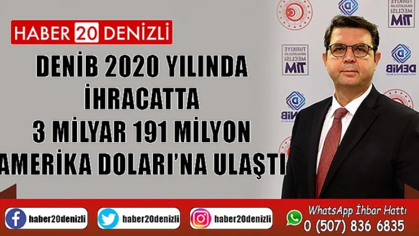 DENİB 2020 yılında ihracatta 3 milyar 191 milyon Amerika Doları’na ulaştı