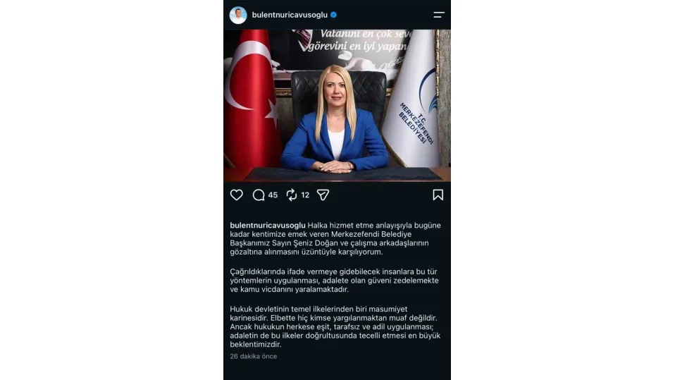 Başkan Çavuşoğlu’ndan Şeniz Doğan’ın gözaltına alınmasına tepki
