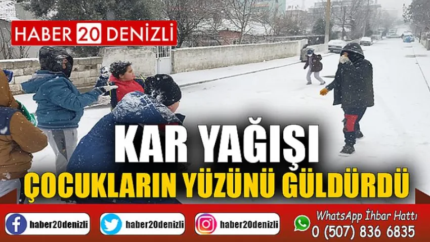 Kar yağışı çocukların yüzünü güldürdü