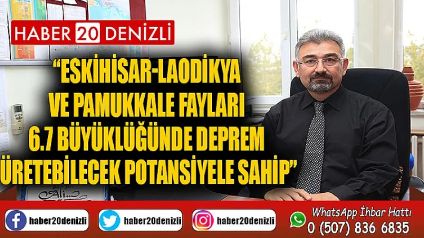 Eskihisar-Laodikya ve Pamukkale Fayları 6.7 Büyüklüğünde Deprem Üretebilecek Potansiyele Sahip