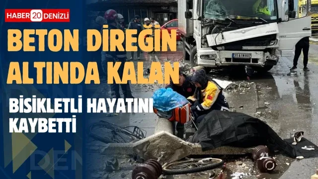 Beton direğin altında kalan bisikletli hayatını kaybetti