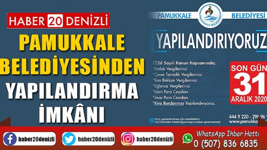 Pamukkale Belediyesinden Yapılandırma İmkânı