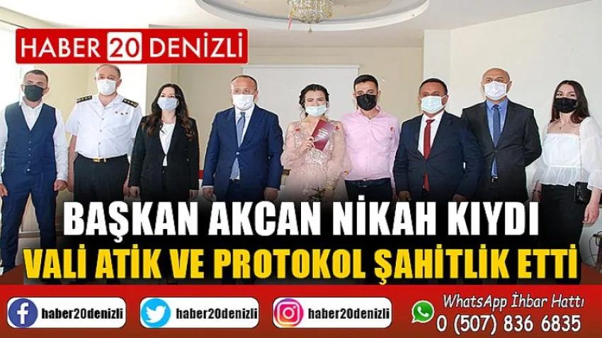 Başkan Akcan nikah kıydı, Vali Atik ve protokol şahitlik etti