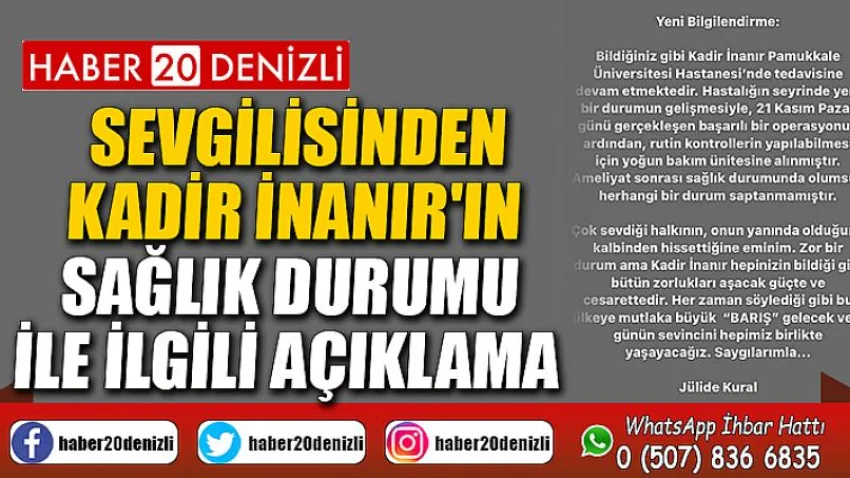 Sevgilisinden Kadir İnanır'ın sağlık durumu ile ilgili açıklama
