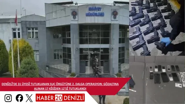 Denizli'de 31 üyesi tutuklanan suç örgütüne 2. dalga operasyon: Gözaltına alınan 17 kişiden 12'si tutuklandı