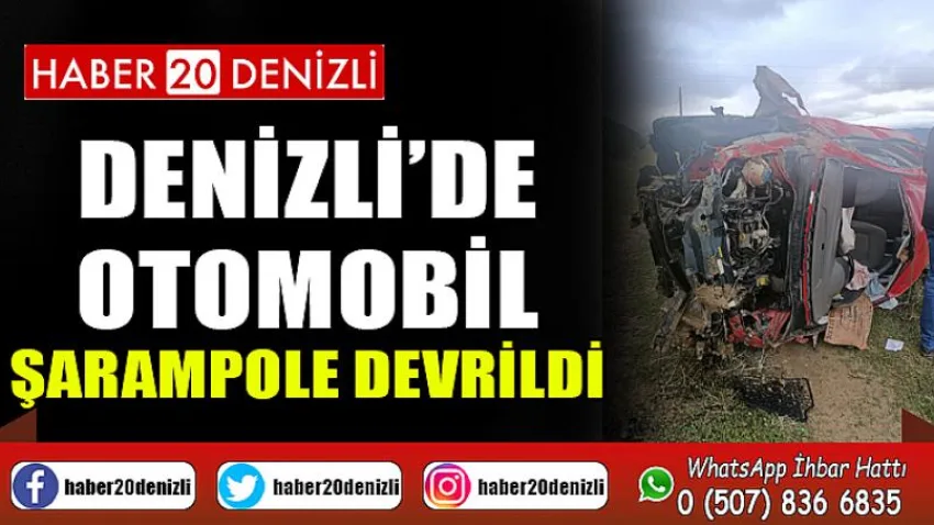 Denizli’de otomobil şarampole devrildi