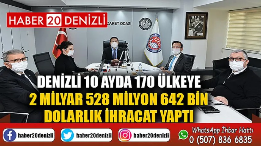 Denizli’nin 10 ayda 170 ülkeye, 2 milyar 528 milyon 642 bin dolarlık ihracat yaptı