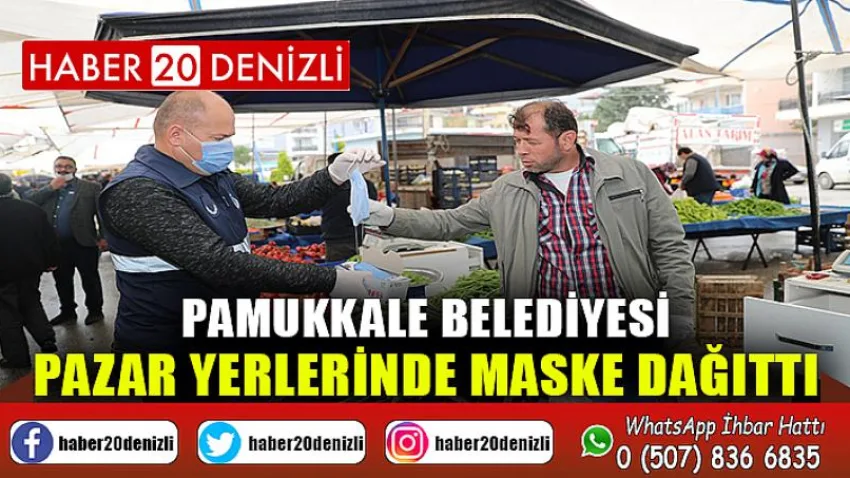 Pamukkale Belediyesi Pazar Yerlerinde Maske Dağıttı