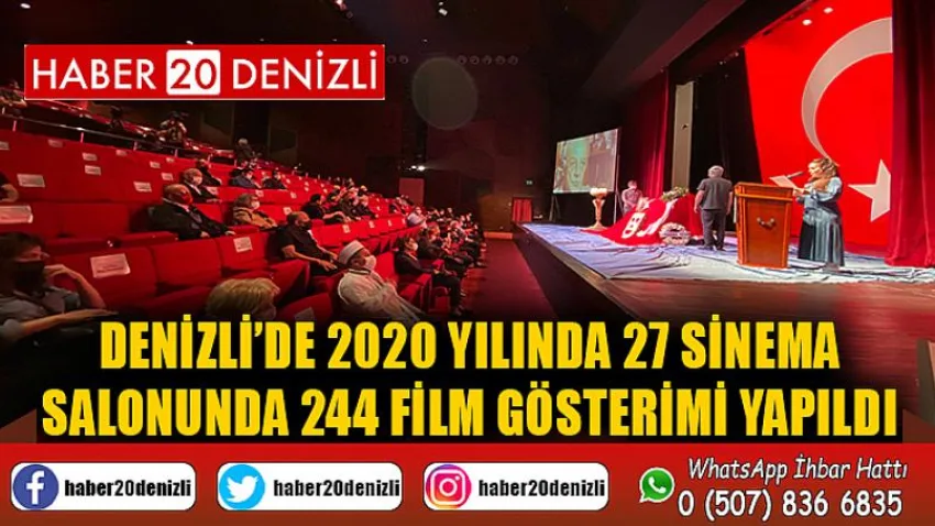 Denizli’de 2020 yılında 27 sinema salonunda 244 film gösterimi yapıldı