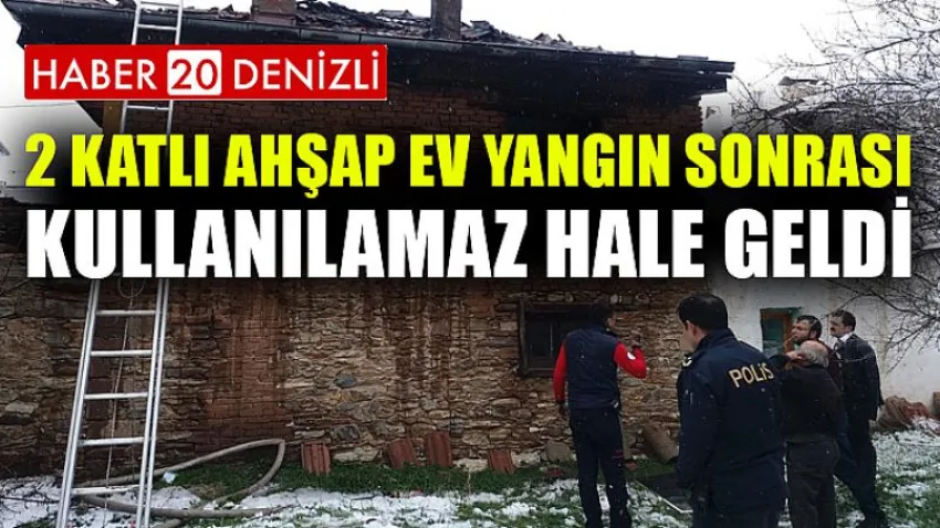 2 katlı ahşap ev yangın sonrası kullanılamaz hale geldi