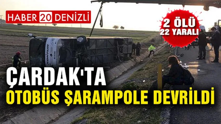 Çardak'ta Otobüs Şarampole Devrildi