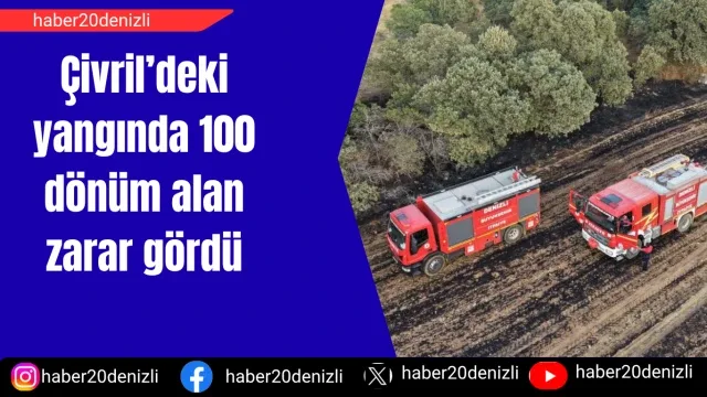 Çivril’deki yangında 100 dönüm alan zarar gördü