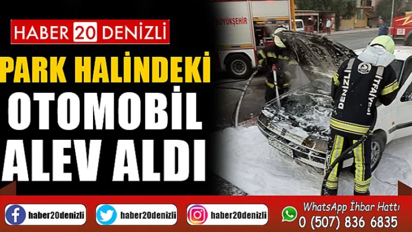 Park halindeki otomobil alev aldı
