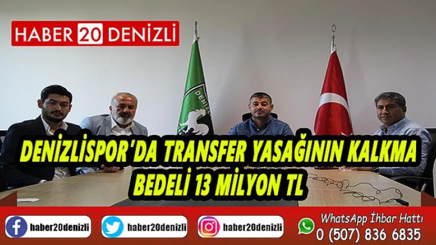 Denizlispor’da transfer yasağının kalkma bedeli 13 milyon TL