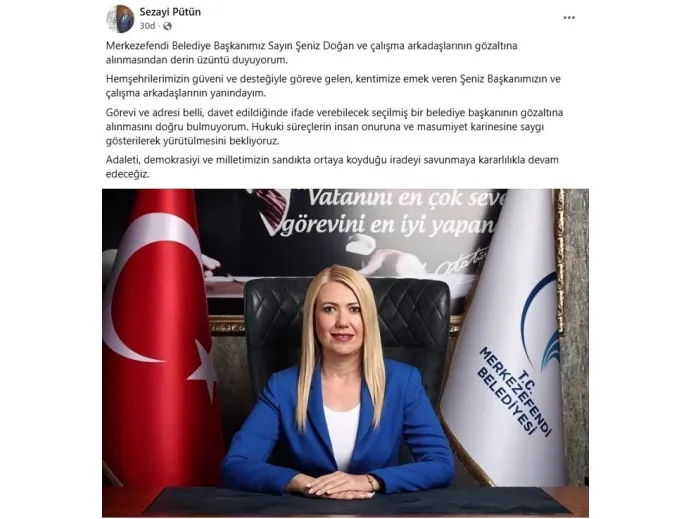 Beyağaç Belediye Başkanı Pütün’den Şeniz Doğan’a destek mesajı
