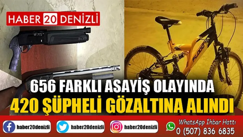 656 farklı asayiş olayında 420 şüpheli gözaltına alındı
