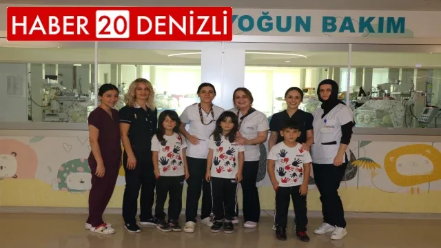 Denizlili üçüzler, doğdukları Tekden Hastanesi’ni 8 sene sonra ziyaret etti
