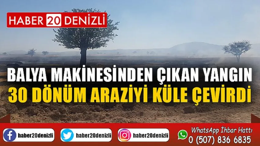 Denizli’de balya makinesinden çıkan yangın 30 dönüm araziyi küle çevirdi