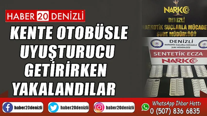 Kente otobüsle uyuşturucu getirirken yakalandılar