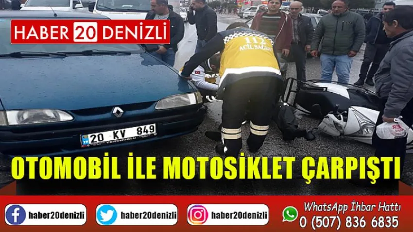 Otomobil ile motosiklet çarpıştı