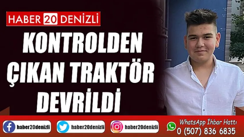 Kontrolden çıkan traktör devrildi