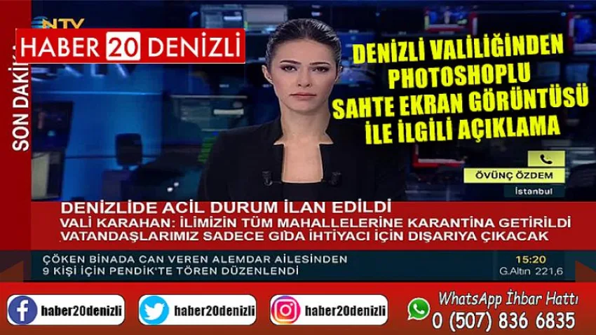Denizli Valiliğinden photoshoplu sahte ekran görüntüsü ile ilgili açıklama