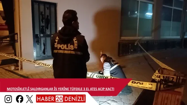 Motosikletli saldırganlar iş yerine tüfekle 3 el ateş açıp kaçtı