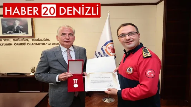 36 canı kurtaran Denizli Büyükşehir İtfaiyesine Devlet Üstün Fedakarlık Madalyası