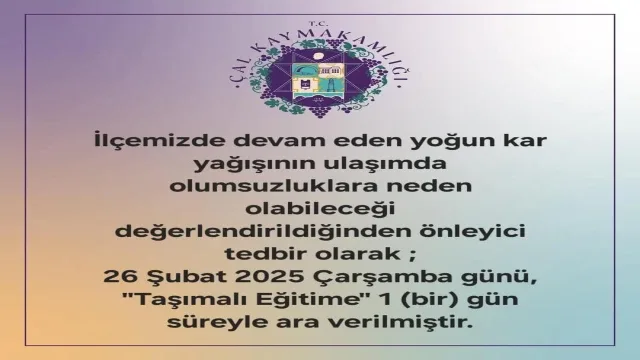 Denizli'nin 2 ilçesinde eğitime 1 günlük kar tatili