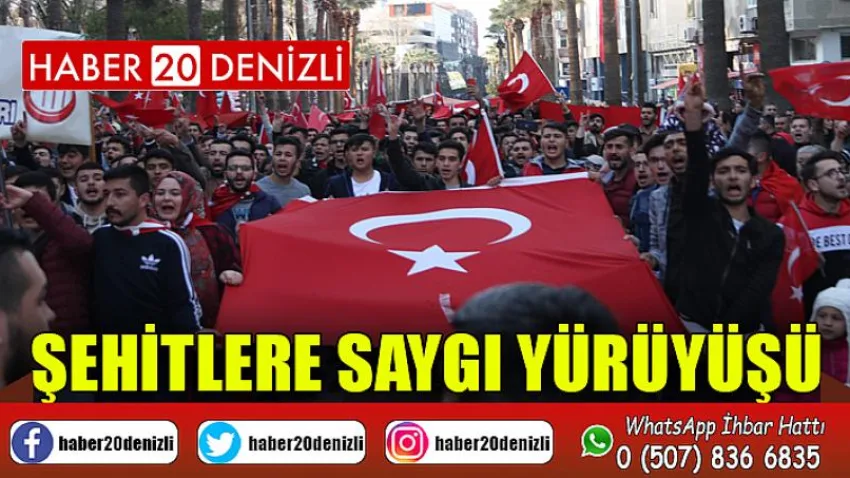 Denizli'de şehitlere saygı yürüyüşü