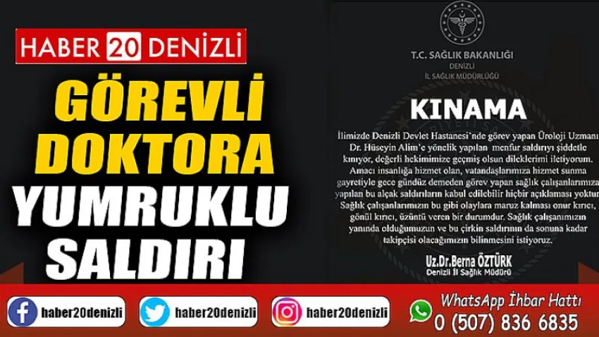 Görevli doktora yumruklu saldırı