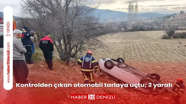 Kontrolden çıkan otomobil tarlaya uçtu; 2 yaralı