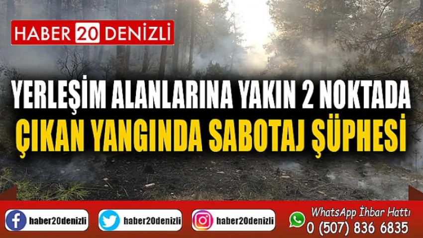 Yerleşim alanlarına yakın 2 noktada çıkan yangında sabotaj şüphesi