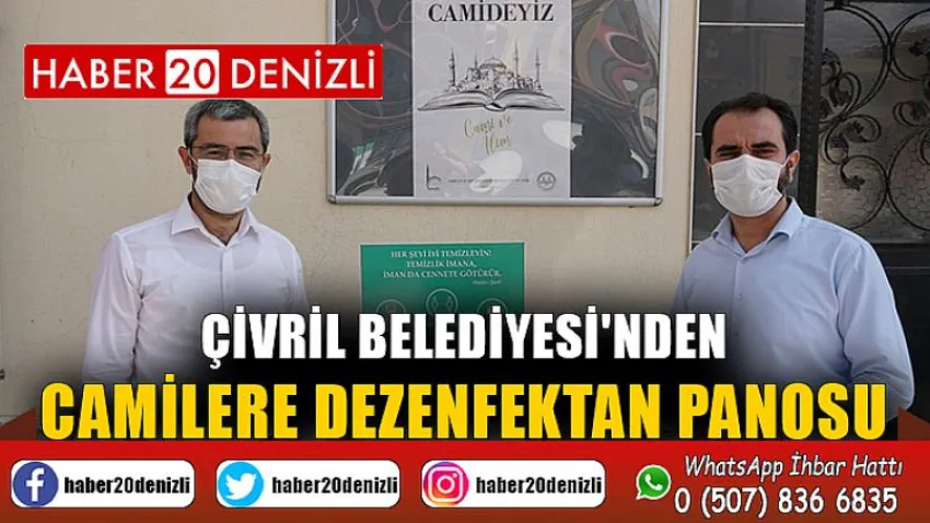 Çivril Belediyesi'nden Camilere Dezenfektan Panosu
