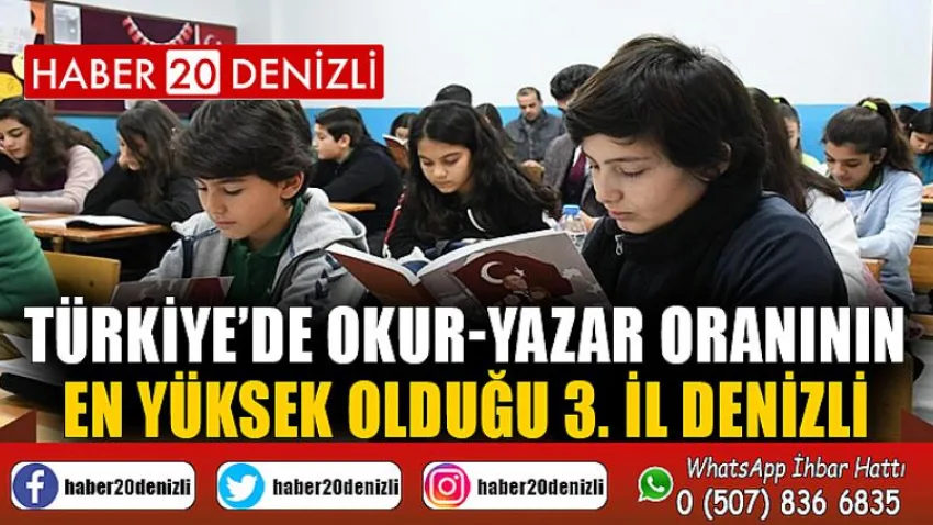 Türkiye’de okur-yazar oranının en yüksek olduğu 3. il Denizli