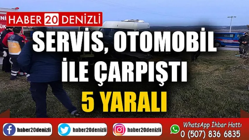 Servis, otomobil ile çarpıştı: 5 yaralı