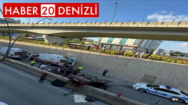 Viyadükten düşen otomobilde 2 kişi yaralandı