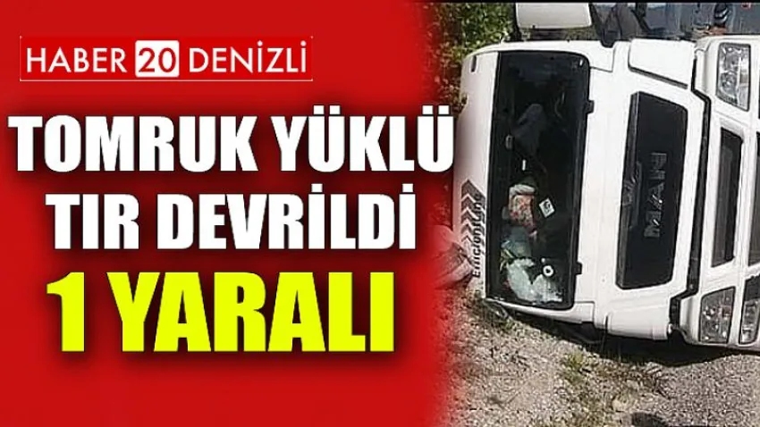 Tomruk Yüklü Tır Devrildi: 1 Yaralı