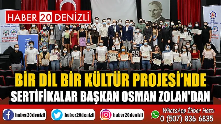 Bir Dil Bir Kültür Projesi’nde sertifikalar Başkan Osman Zolan'dan
