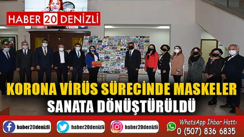 Korona virüs sürecinde maskeler sanata dönüştürüldü