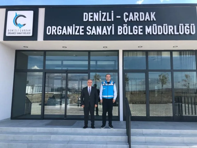 Belediye Başkanı Hüsnü Yılmaz Çardak Organize Sanayi Bölgesi Müdürü Mehmet Yeşilpınar'a ziyaret etti