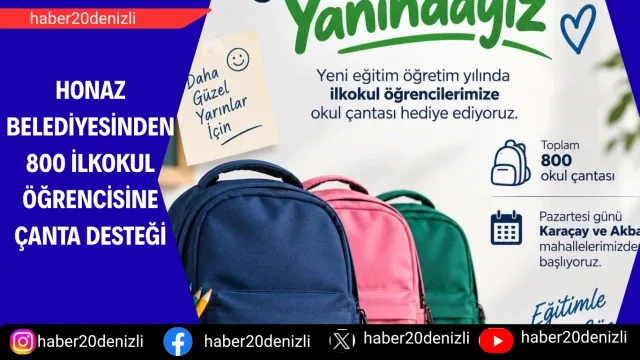 Honaz Belediyesinden 800 ilkokul öğrencisine çanta desteği