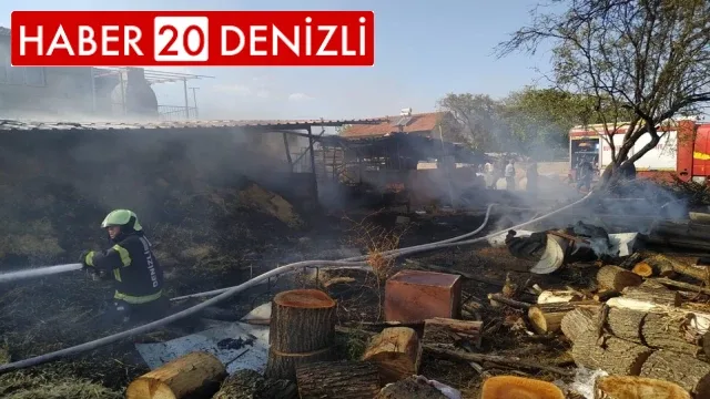 Spiral kesme makinesinden çıkan kıvılcım samanlığı küle çevirdi