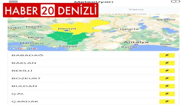 Meteoroloji Denizli için kuvvetli yağış uyarısı verdi