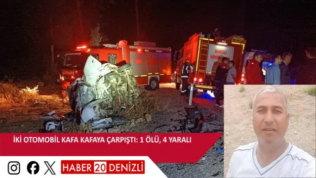 İki otomobil kafa kafaya çarpıştı: 1 ölü, 4 yaralı