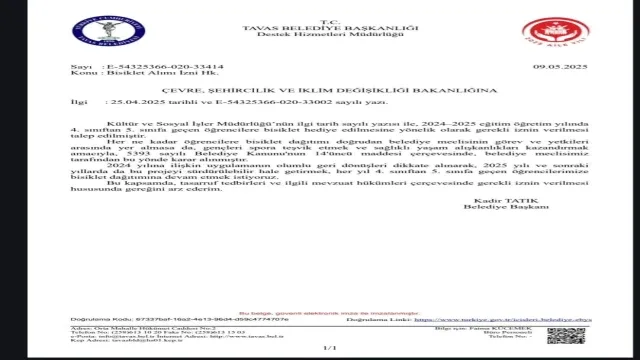 Tavas Belediyesi ilkokul öğrencilerine verildiği bisiklet sözünü yerine getirecek