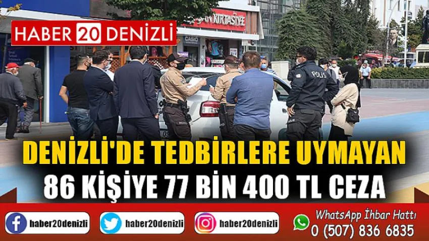 Denizli'de tedbirlere uymayan 86 kişiye 77 bin 400 TL ceza