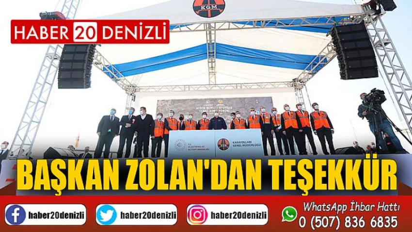 Başkan Zolan'dan teşekkür
